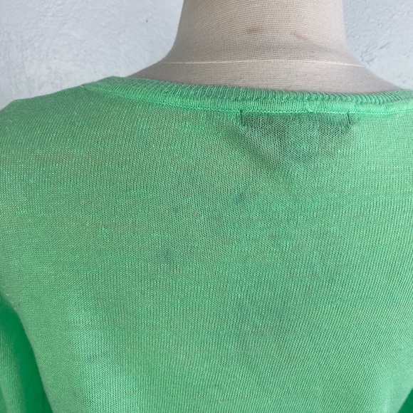 Olivia Sky Womens Sweater Medium Bright Green Linen Rayon Lightweight Pullover - Picture 6 of 10